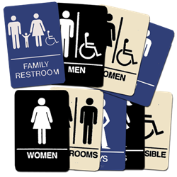 Wheelchair accessible restroom signs